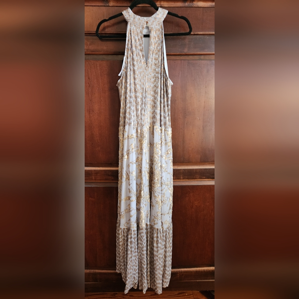 Cupio Heather Grey With Gold Sequins Maxi Dress. NWT. - Picture 4 of 12